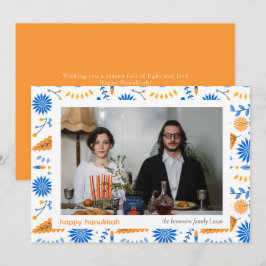 Tarjeta Festiva Elegante Familia Hanukkah Blue Happy 1 Foto