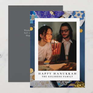 Tarjeta Festiva Elegante Familia Hanukkah Blue Happy 1 Foto