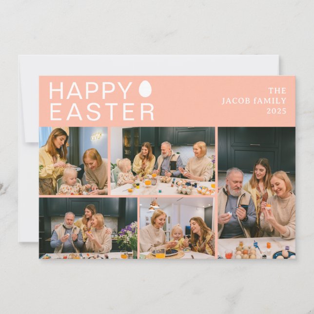 Tarjeta Festiva Elegante familia moderna de Bendición de Pascua Ci (Anverso)