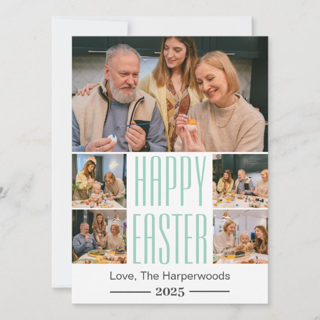 Tarjeta Festiva elegante familia Typography Easter (Anverso)