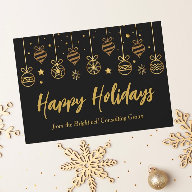 Tarjeta Festiva Elegante Felices Fiestas Negros Personalizado Oro (Subido por el creador)