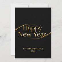 Elegante Feliz Año Nuevo Foto Familiar Hol de Oro