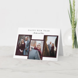 Tarjeta Festiva Elegante Feliz Año Nuevo Script 3 Collage de fotos