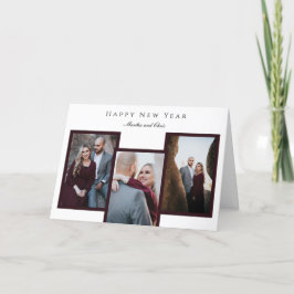 Tarjeta Festiva Elegante Feliz Año Nuevo Script 3 Collage de fotos