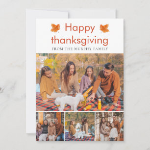 Tarjeta Festiva Elegante Feliz Día de Acción de Gracias otoño deja