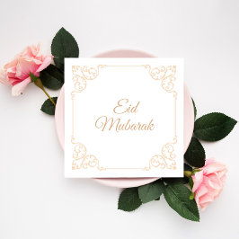 Tarjeta Festiva Elegante Feliz Eid Mubarak Dorado Celebración Vint