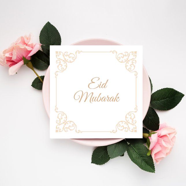 Tarjeta Festiva Elegante Feliz Eid Mubarak Dorado Celebración Vint (Subido por el creador)