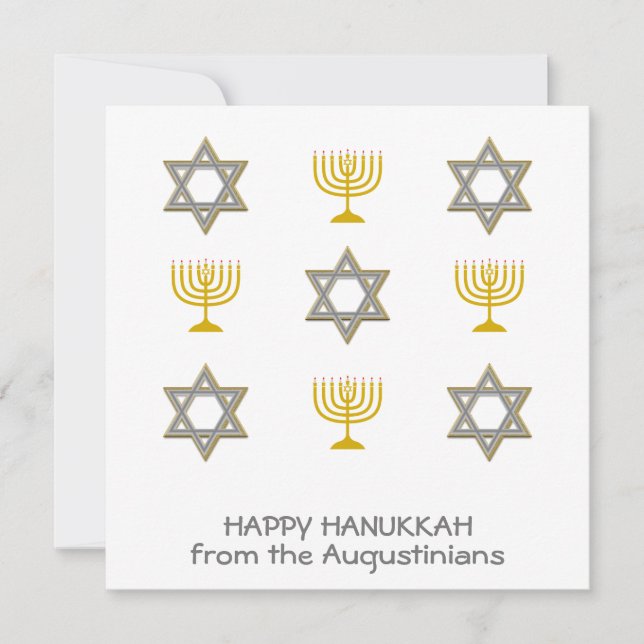 Tarjeta Festiva Elegante Feliz Hanukkah (Anverso)