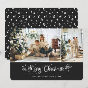 Tarjeta Festiva Elegante Festividad Foto Moderna Black Merry Chris