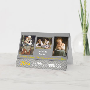 Tarjeta Festiva Elegante fiesta de chevron gris, Navidades, Año Nu