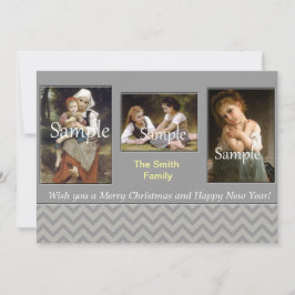 Tarjeta Festiva Elegante fiesta de chevron gris, Navidades, Año Nu
