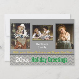 Tarjeta Festiva Elegante fiesta de chevron gris, Navidades, Año Nu