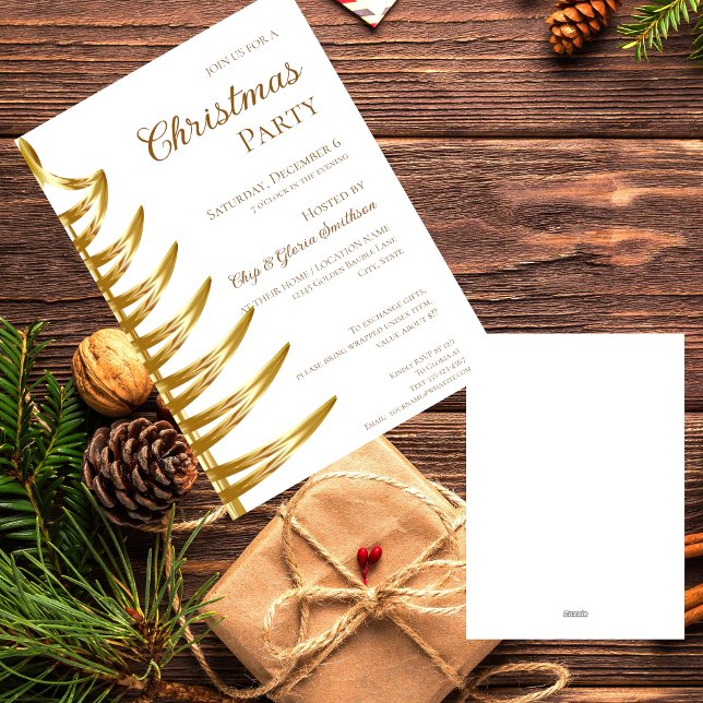 Tarjeta Festiva Elegante fiesta de Navidades blancos y dorados (Subido por el creador)
