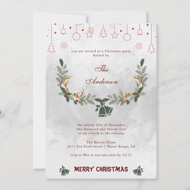 Tarjeta Festiva Elegante Fiesta de Navidades de feriado con sabor  (Anverso)