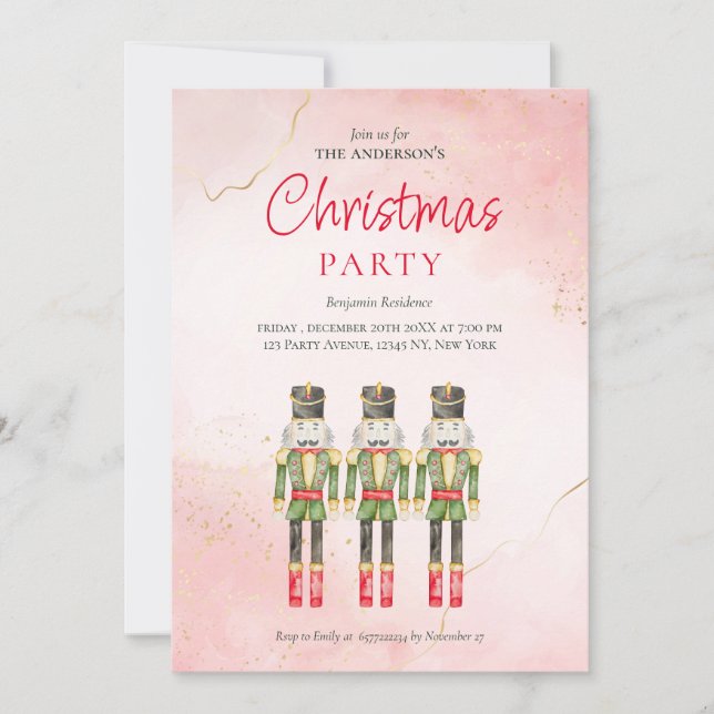 Tarjeta Festiva Elegante Fiesta de Navidades de Nutcrackers de Acu (Anverso)