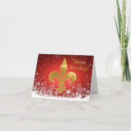 Tarjeta Festiva Elegante Fleur Rojo Fleur de Oro