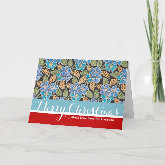 Tarjeta Festiva Elegante Flor Azul Periwinkle Floral Clásico (Anverso)