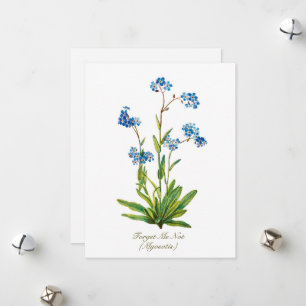 Tarjeta Festiva Elegante Flor Botánica Vintage No Me Olvides