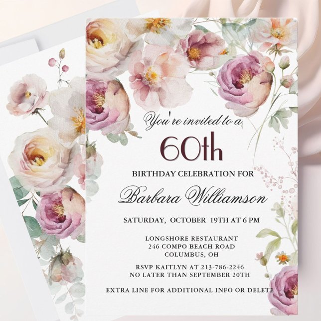 Tarjeta Festiva Elegante flor de flores silvestres rosadas Fiesta  (Subido por el creador)
