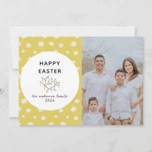 Tarjeta Festiva Elegante Flor Simple Moderna Feliz Pascua Foto