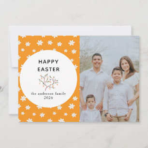 Tarjeta Festiva Elegante Flor Simple Moderna Foto Feliz Pascua