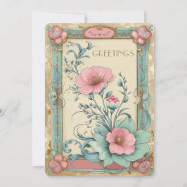 Tarjeta Festiva Elegante Flor Vintage Floral Bouquet sin tiempo