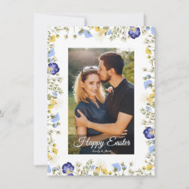 Tarjeta Festiva Elegante Floral Acuarela Foto Feliz Pascua