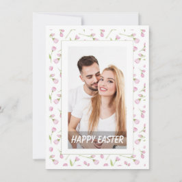 Tarjeta Festiva Elegante Floral Acuarela Foto Feliz Pascua