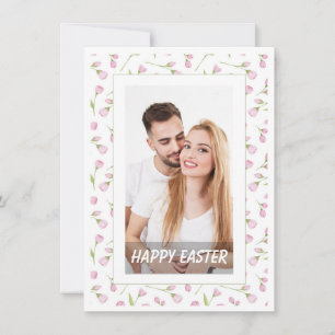 Tarjeta Festiva Elegante Floral Acuarela Foto Feliz Pascua