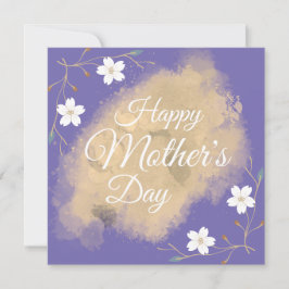 Tarjeta Festiva Elegante floral blanco chic día de la madre púrpur