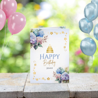 Tarjeta Festiva Elegante Floral Cristiano Vintage Cumpleaños Fiest