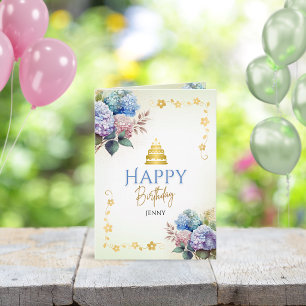 Tarjeta Festiva Elegante Floral Cristiano Vintage Cumpleaños Fiest
