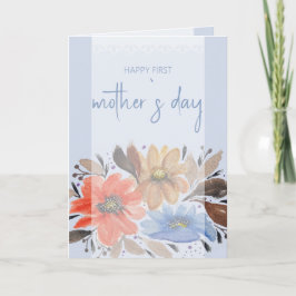 Tarjeta Festiva Elegante Floral de color azul pastel