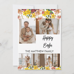 Tarjeta Festiva elegante floral de Pascua, collage de fotos de fam