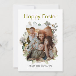 Tarjeta Festiva Elegante Floral de Pascua Moderna | Feliz Foto de 