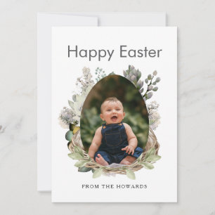 Tarjeta Festiva Elegante Floral de Pascua Moderna Feliz Pascua F