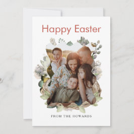 Tarjeta Festiva Elegante Floral de Pascua Moderna | Feliz Pascua F