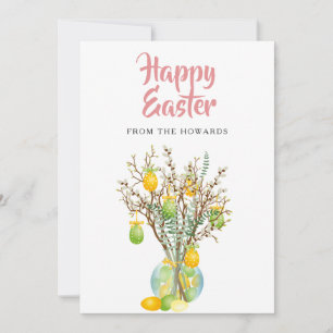 Tarjeta Festiva Elegante Floral de Pascua Moderna Feliz Pascua F