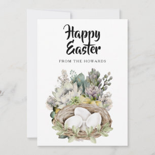 Tarjeta Festiva Elegante Floral de Pascua Moderna Feliz Pascua F