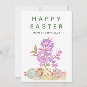 Tarjeta Festiva Elegante Floral de Pascua Moderna Foto Feliz Pas