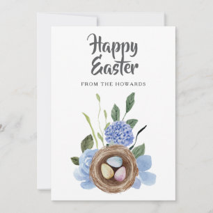 Tarjeta Festiva Elegante Floral de Pascua Moderna Foto Feliz Pas