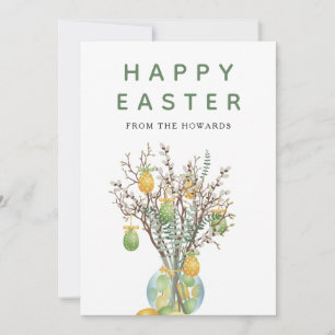 Tarjeta Festiva Elegante Floral de Pascua Moderna Foto Feliz Pas