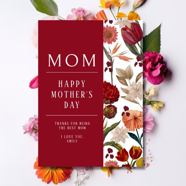 Tarjeta Festiva Elegante Floral feliz Día de la Madre (Subido por el creador)
