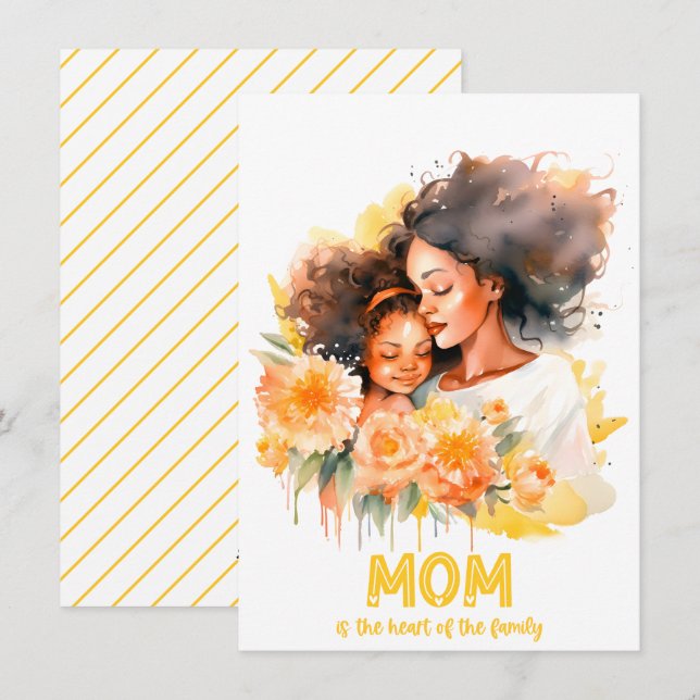 Tarjeta Festiva Elegante Floral Feliz Día de la Madre (Anverso / Reverso)