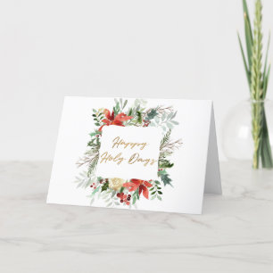 Tarjeta Festiva Elegante Floral Feliz Días Sagrados Navidades de f