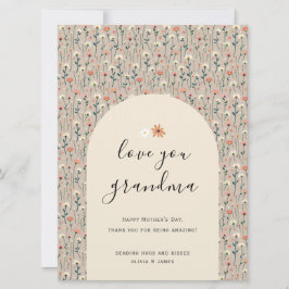 Tarjeta Festiva Elegante Floral Love You Grandma Birthday Day Card