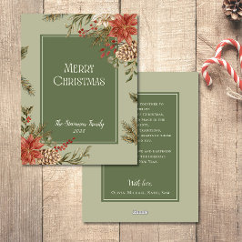 Tarjeta Festiva Elegante Floral Merry Christmas Poinsettia