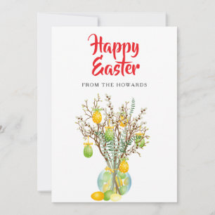 Tarjeta Festiva Elegante Floral Moderno de Pascua   Feliz Pascua F