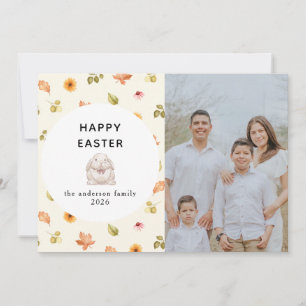 Tarjeta Festiva Elegante Floral Moderno Feliz Pascua Foto Familia