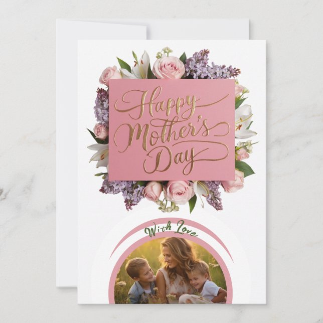 Tarjeta Festiva Elegante Floral personalizada Photo Mom Holiday Ca (Anverso)